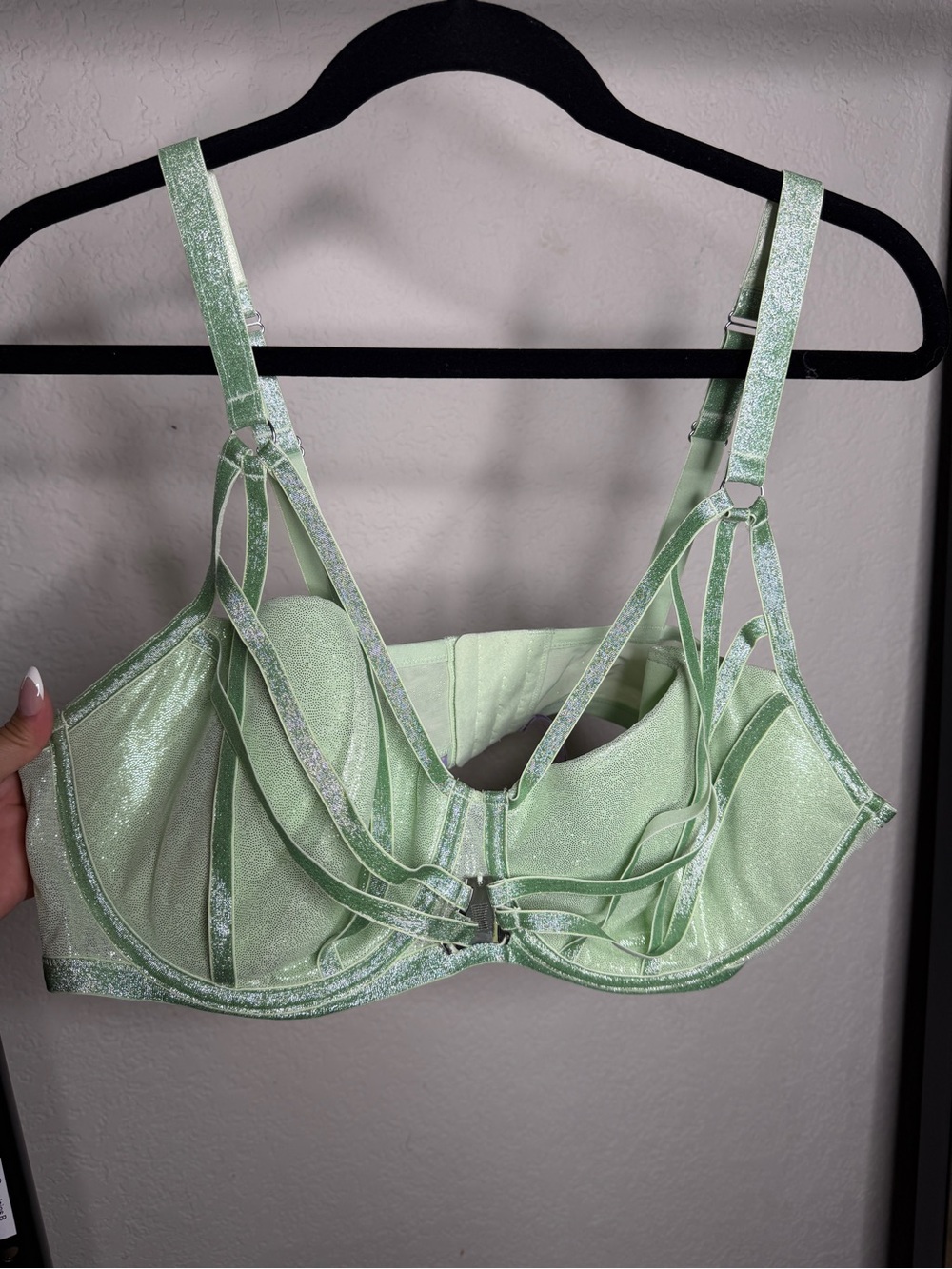Savage X Fenty Shimmer Mint Green Strappy Underwire Bra